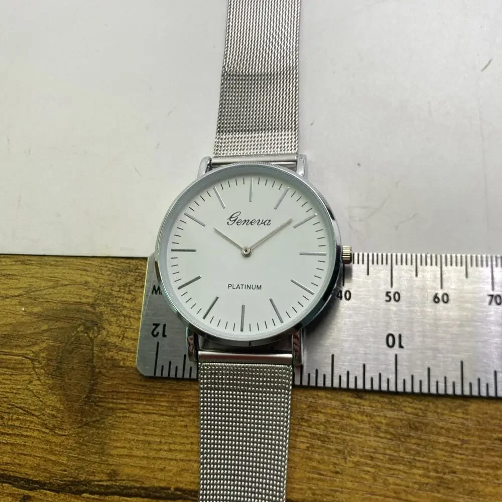 Geneva Platinum New Womens Silver Quartz Fashion Watch Works New Battery